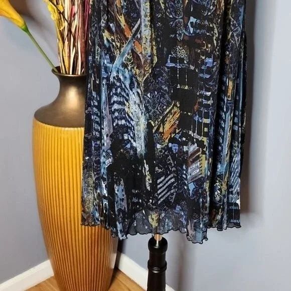 Vivienne Tam City Scape Blue Combo Dress Size Medium NWT - Picture 3 of 15